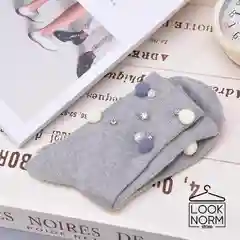 Серебряный утепленные носки с декором