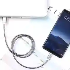 Серебряный кабель usb полностью в металле