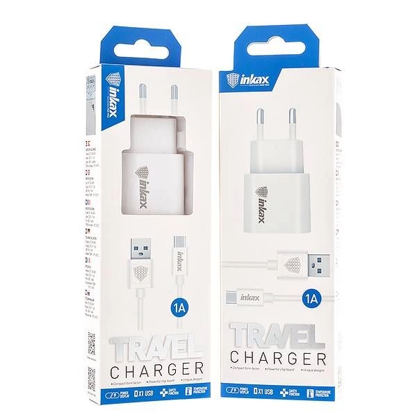 Сетевое з/у USB с кабелем INKAX CD-08 (1А) Micro