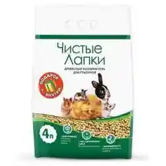 Наполнитель для грызунов, 4 литра -  Чистые лапки древесный наполнитель