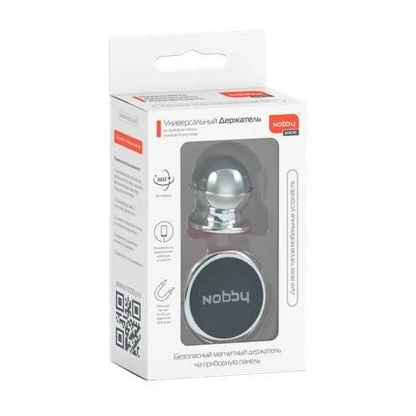 Автомобильный держатель Nobby Practic  для смартфона на стекло/панель, вращение 360 гр., металл,