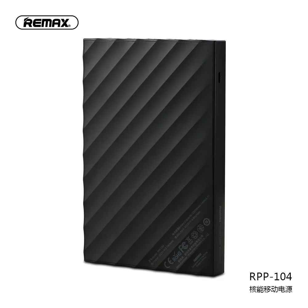 Черный мобильный аккумулятор (PowerBank) REMAX HURLON Series RPP-104 20000 mAh