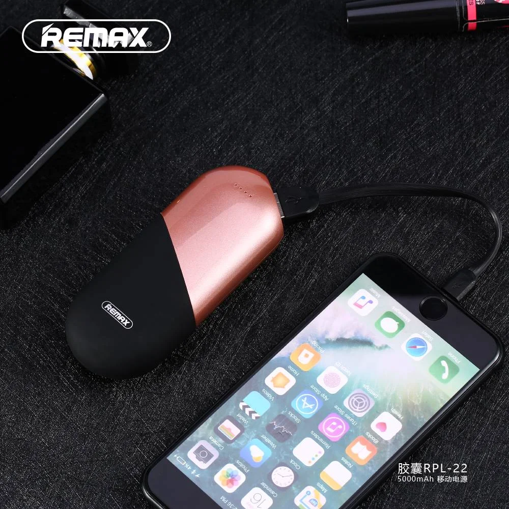 Золотой мобильный аккумулятор (PowerBank) REMAX Capsule RPL-22 5000 mAh