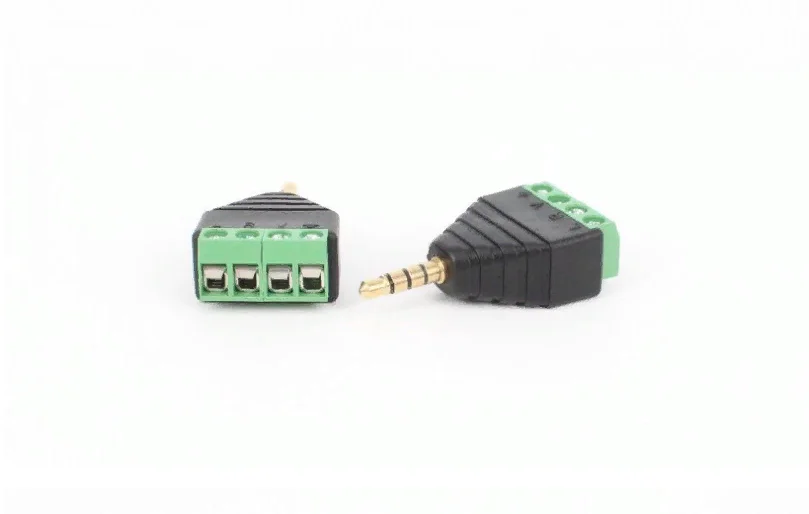 2 шт/ Штекер стерео 3,5 мм с клеммой под винт, 4 Pin