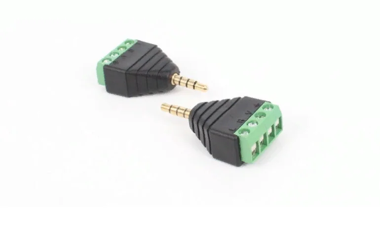 2 шт/ Штекер стерео 3,5 мм с клеммой под винт, 4 Pin