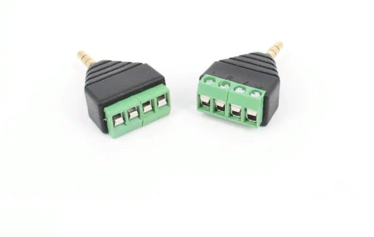 2 шт/ Штекер стерео 3,5 мм с клеммой под винт, 4 Pin
