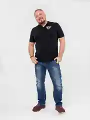 Черный поло, принт "Барс"
