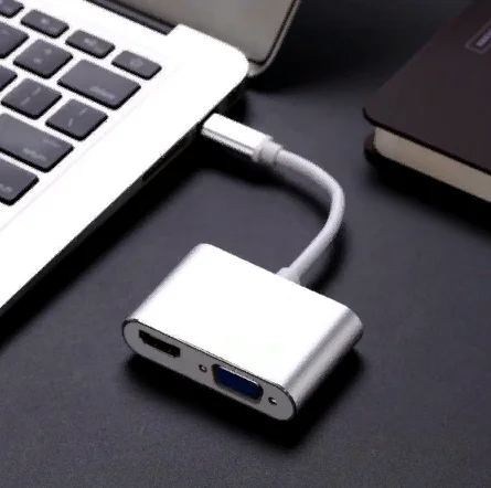 Угольный конвертер type C to VGA + HDMI