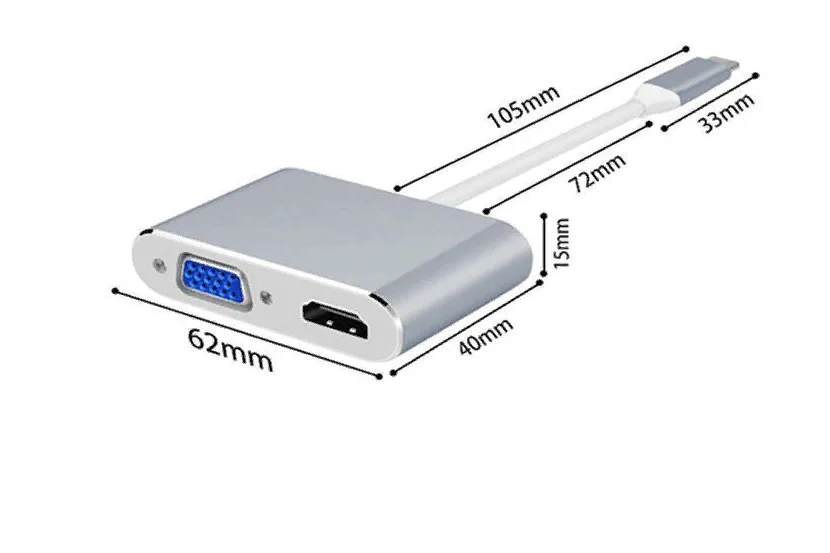 Угольный конвертер type C to VGA + HDMI