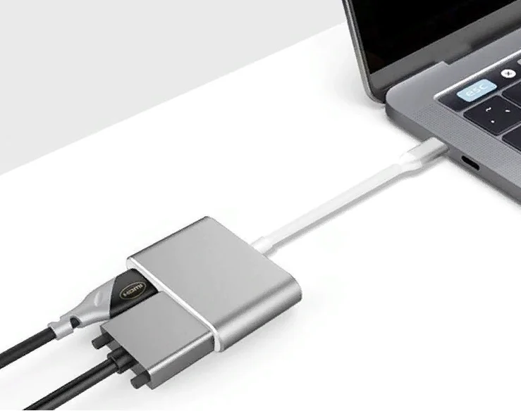 Угольный конвертер type C to VGA + HDMI