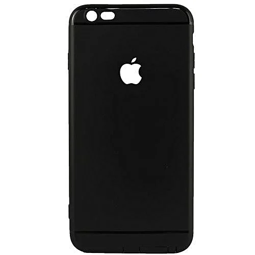Черный чехол-накладка мягкая ультратонкая для iPhone с вырезом "Яблоко"