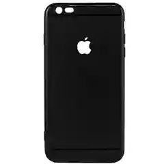 Черный чехол-накладка мягкая ультратонкая для iPhone с вырезом "Яблоко"