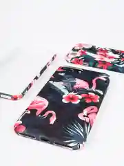 Черный чехол для iPhone "Flamflower" 6s, 7, 8 Plus, X, Xs Max, XR, pkt
