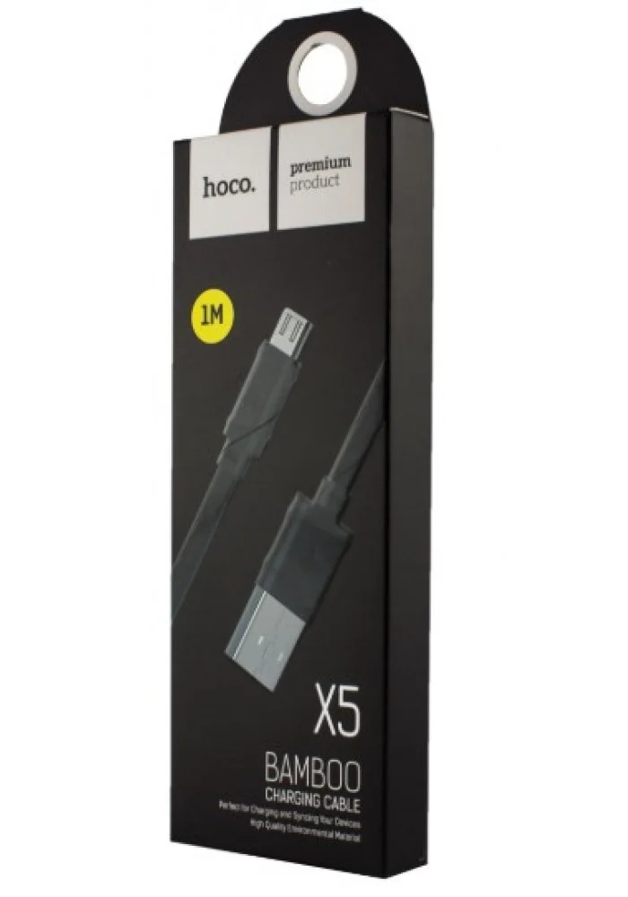 Кабель HOCO X5 Bamboo (2,4А) Micro -USB Белый Черный – 1 метр.