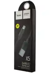 Кабель HOCO X5 Bamboo (2,4А) Micro -USB Белый Черный – 1 метр.