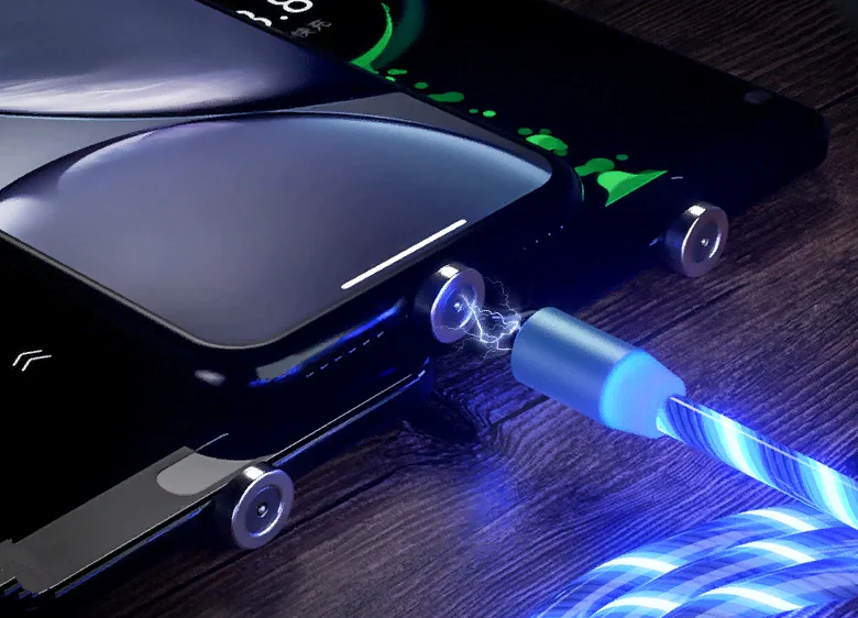 Кабель магнитный светящийся micro USB, для зарядки телефона
