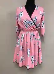 Розовый платье с цветами и птицами