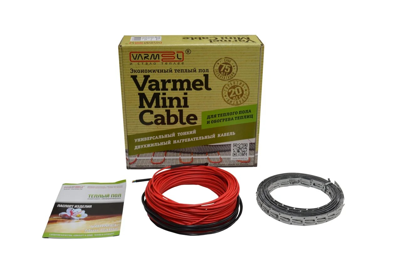 Кабель нагревательный для теплого пола Varmel Mini Cable, тонкий, 255 Вт,  1,25-2,0 кв.м. купить по цене 1782 ₽ в интернет-магазине Магнит Маркет