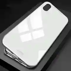 Белый манитный чехол (стеклянный)  для телефона iРhonе