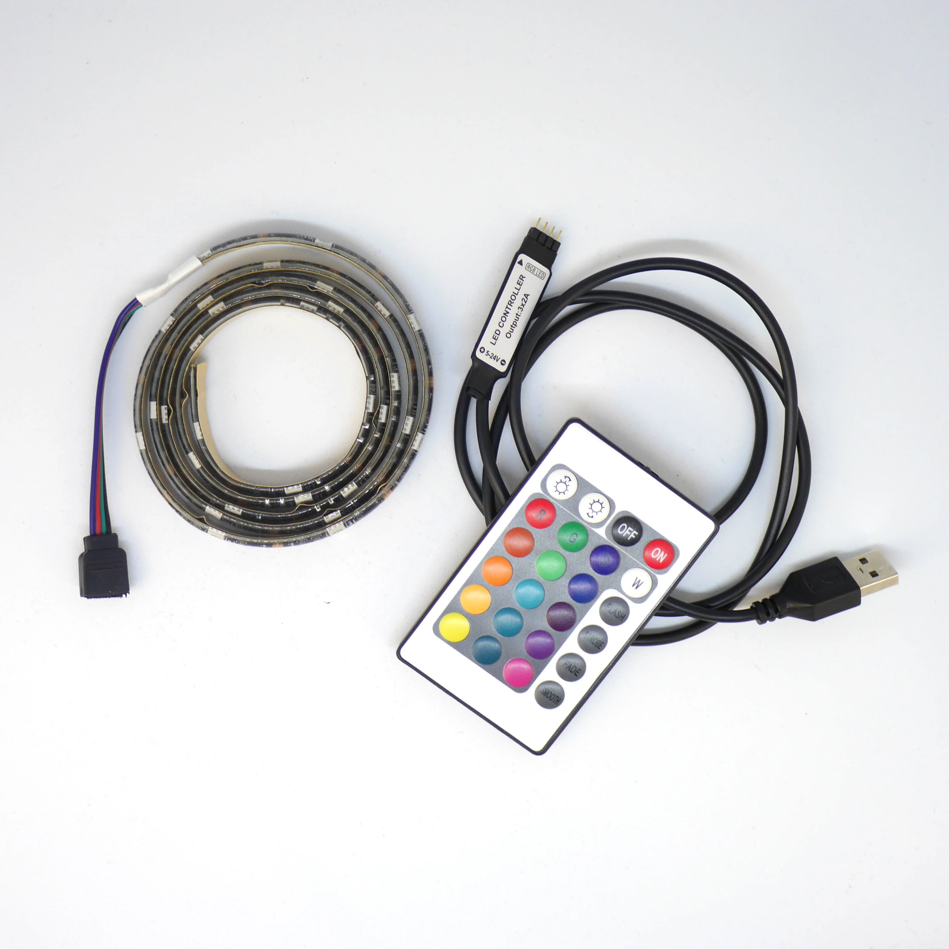 RGB светодиодная лента с пультом управления и питанием от USB