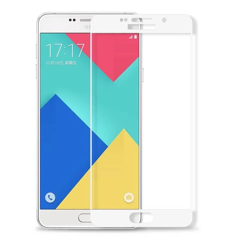 Черный защитное 5D 9H стекло на Samsung A5 2018 (с черной рамкой)