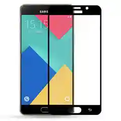Черный защитное 5D 9H стекло на Samsung A5 2018 (с черной рамкой)