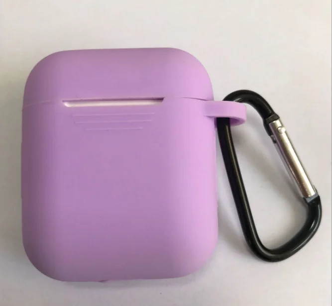 Лавандовый силиконовый чехол для AirPods с карабином
