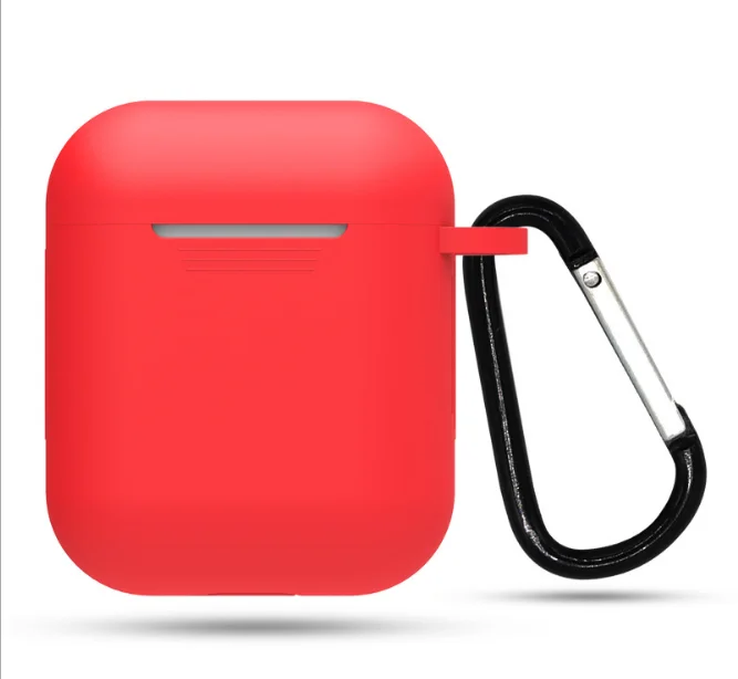 Красный силиконовый чехол для AirPods с карабином