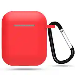 Красный силиконовый чехол для AirPods с карабином