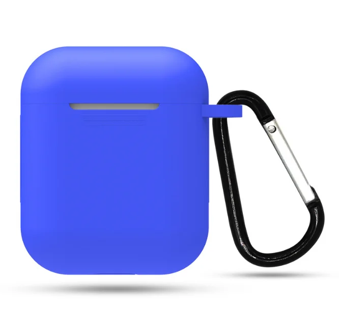Синий силиконовый чехол для AirPods с карабином