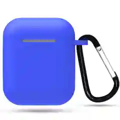 Синий силиконовый чехол для AirPods с карабином