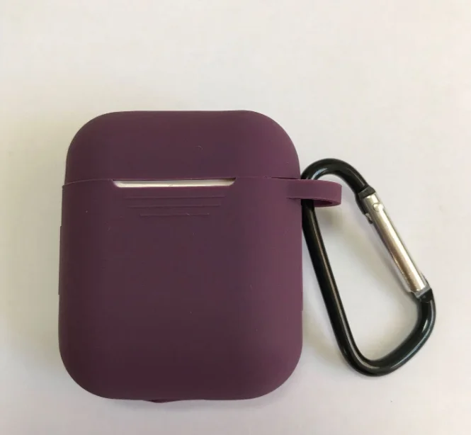 Пурпурный силиконовый чехол для AirPods с карабином
