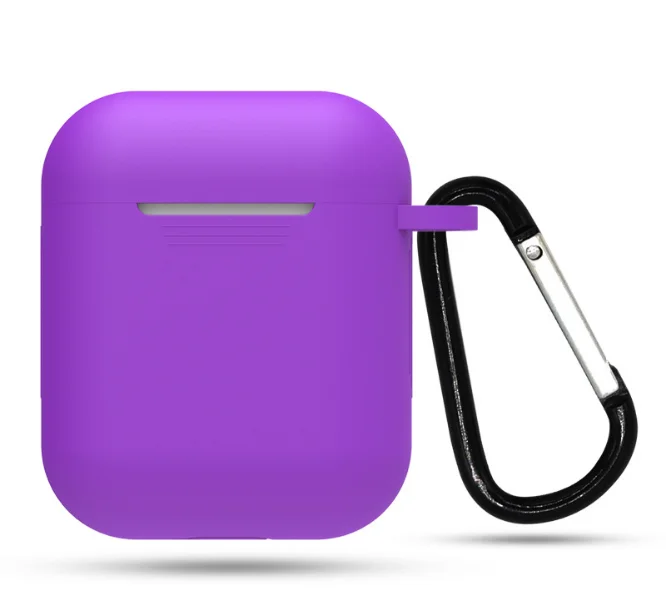 Фиолетовый силиконовый чехол для AirPods с карабином