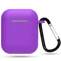 Фиолетовый силиконовый чехол для AirPods с карабином