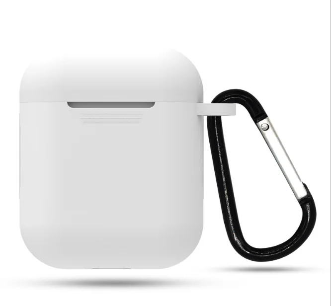 Белый силиконовый чехол для AirPods с карабином