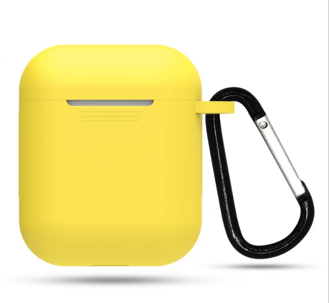 Лимонный силиконовый чехол для AirPods с карабином