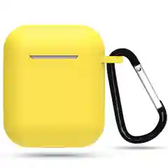 Лимонный силиконовый чехол для AirPods с карабином