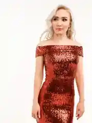 Багровый вечернее платье с пайетками