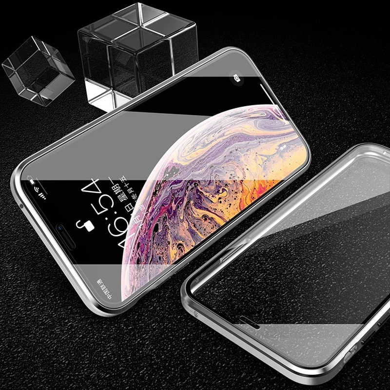 Золотой магнитный металический чехол IPhone  эйпл стальной x xs xr 11 pro черный золотой серебряный серый стекло стеклянный