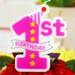 Розовый свеча Happy B-Day 1st