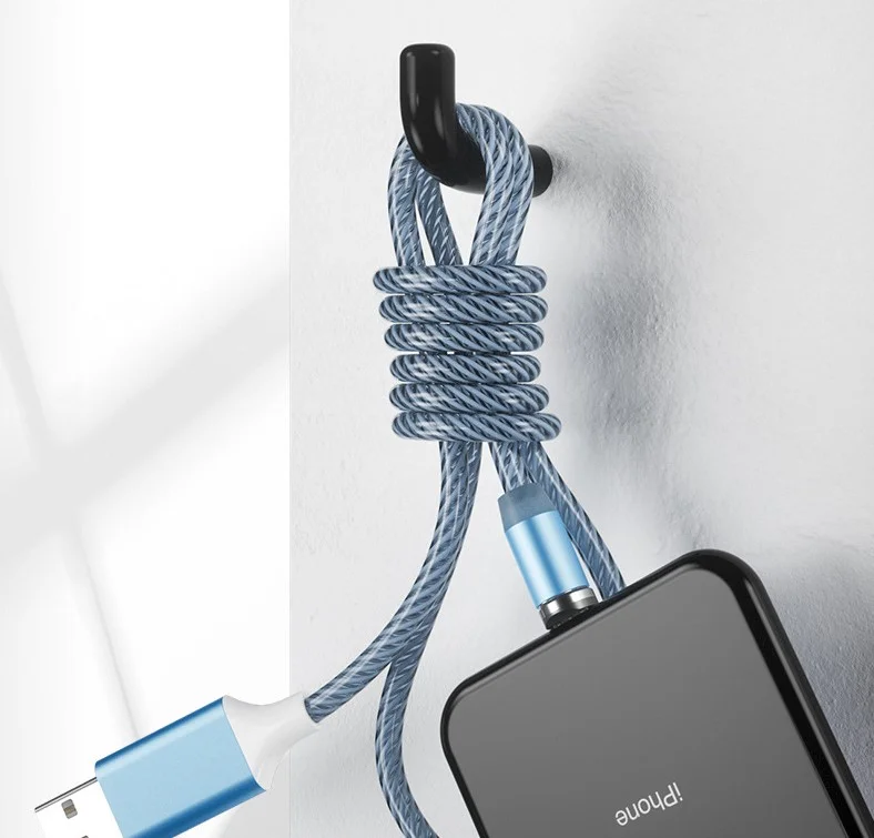 Зеленый usb LED кабель магнитный для телефона