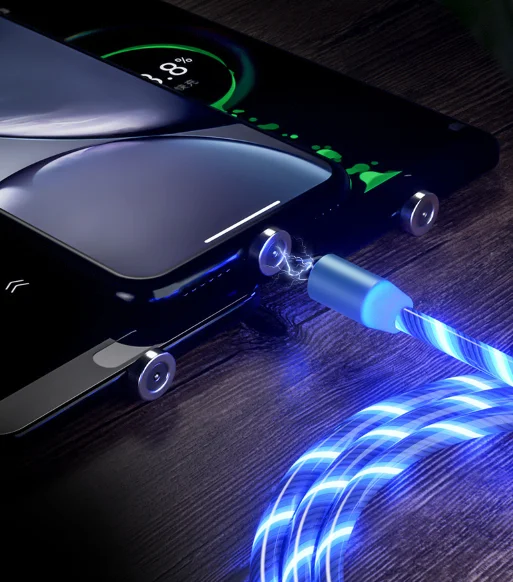 Зеленый usb LED кабель магнитный для телефона