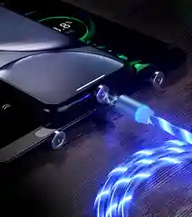 Зеленый usb LED кабель магнитный для телефона