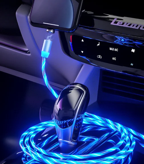 Зеленый usb LED кабель магнитный для телефона