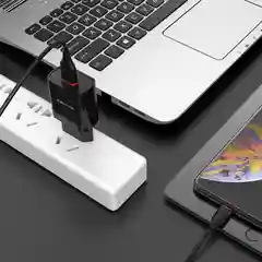 Черный сетевое зарядное устройство Borofone BA20A и кабель Micro-USB, 1 м