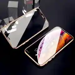 Коралловый магнитный металический чехол IPhone  эйпл стальной x xs xr 11 pro черный золотой серебряный серый стекло стеклянный