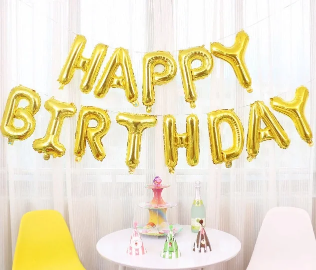 Воздушные шары "Happy Birthday". Фольгированный
