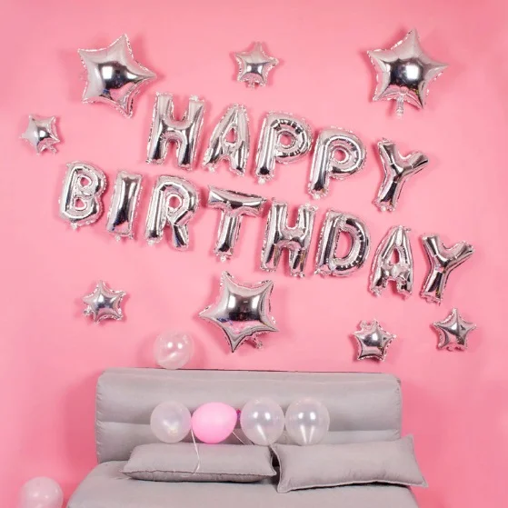 Воздушные шары "Happy Birthday". Фольгированный