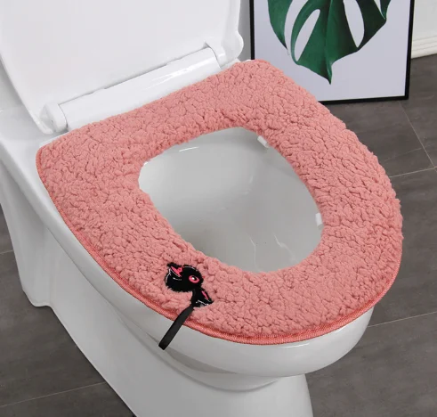 Коралловый меланж чехол для унитаза Котик