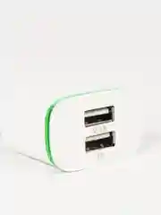 Белый сетевое зарядное устройство на 2 USB / СЗУ блок питания, адаптер для розетки с подсветкой